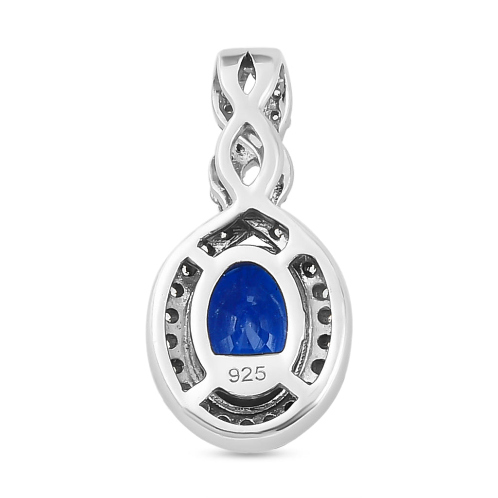AAA Tansanischer Blauer Spinell (Diffundierter) und weißer Zirkon Anhänger, 925 Silber platiniert ca. 1.74 ct