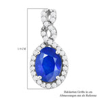 AAA Tansanischer Blauer Spinell (Diffundierter) und weißer Zirkon Anhänger, 925 Silber platiniert ca. 1.74 ct