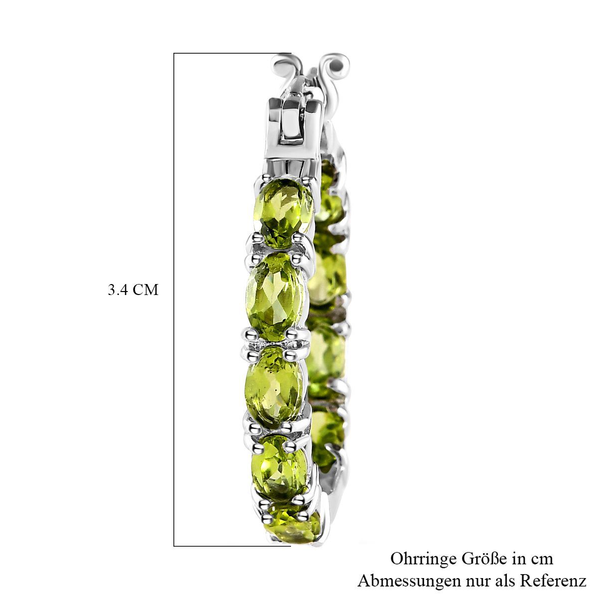 Natürliche Peridot-Creolen, Edelstahl, ca. 8.55 ct