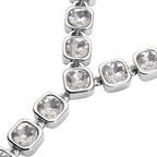 Weiße Kristall-Collier, ca. 70 cm, silberfarben