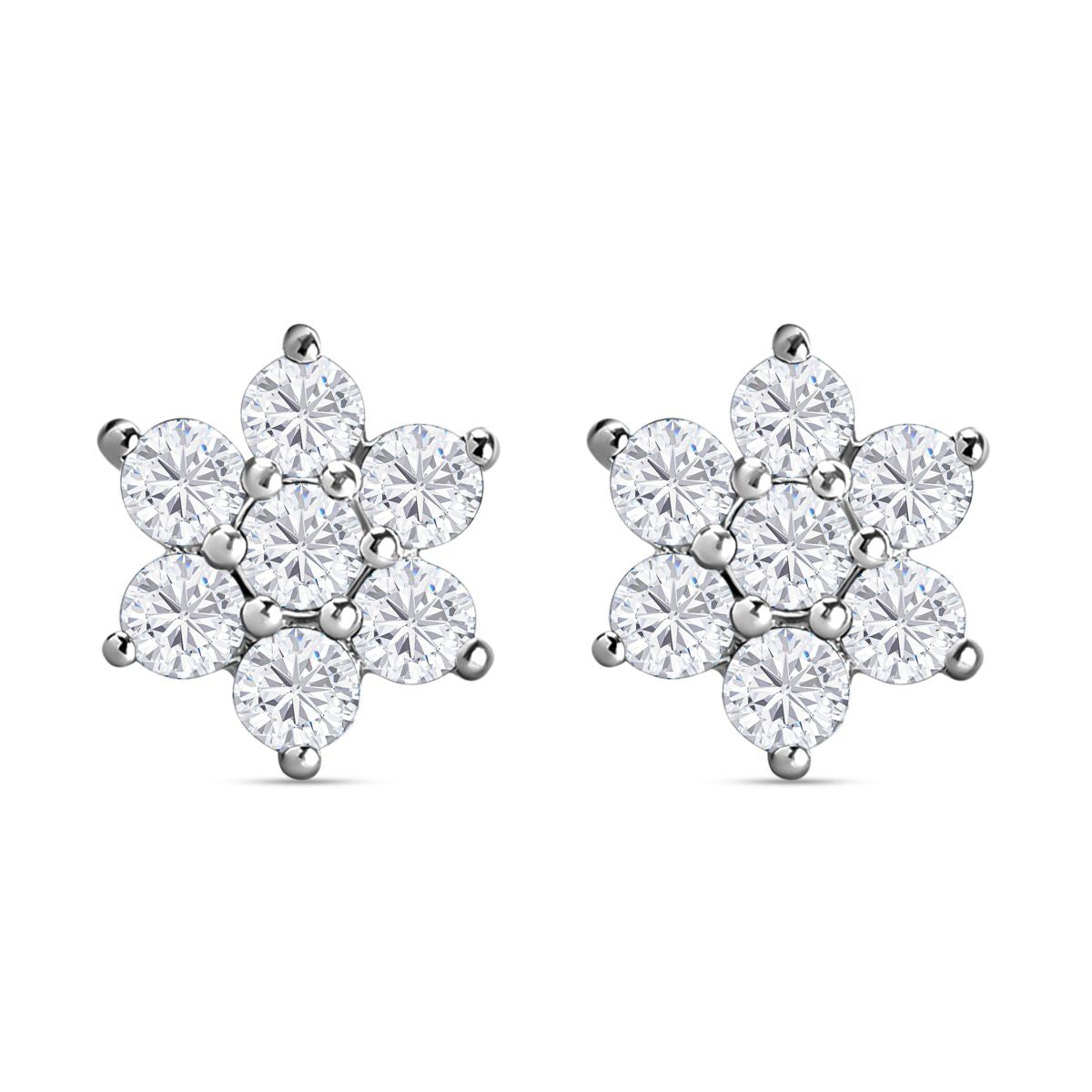 Weiße Zirkon-Ohrringe, 925 Silber ca. 0,98 ct