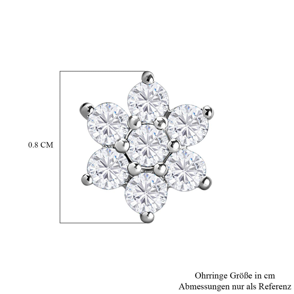 Weiße Zirkon-Ohrringe, 925 Silber ca. 0,98 ct
