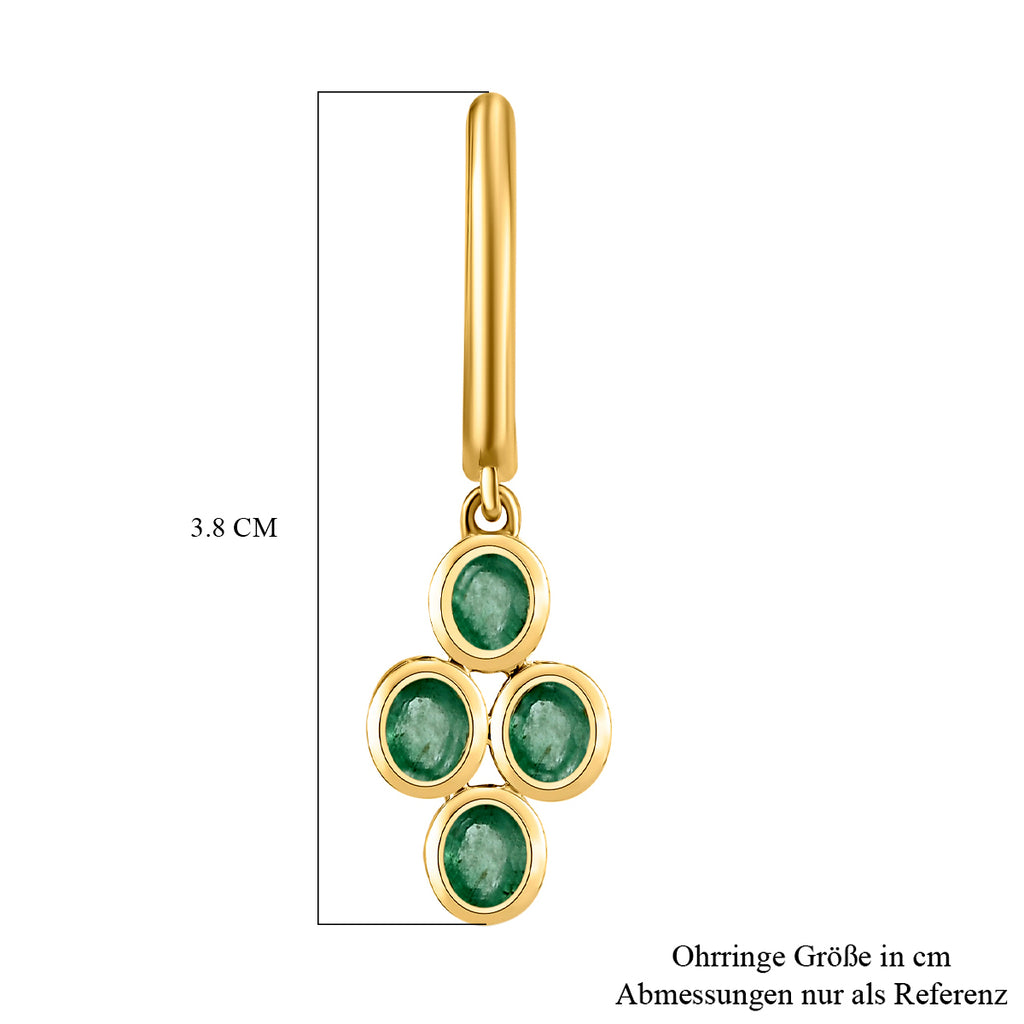 Sambische Smaragd-Ohrringe, 925 Silber vergoldet ca. 1,21 ct