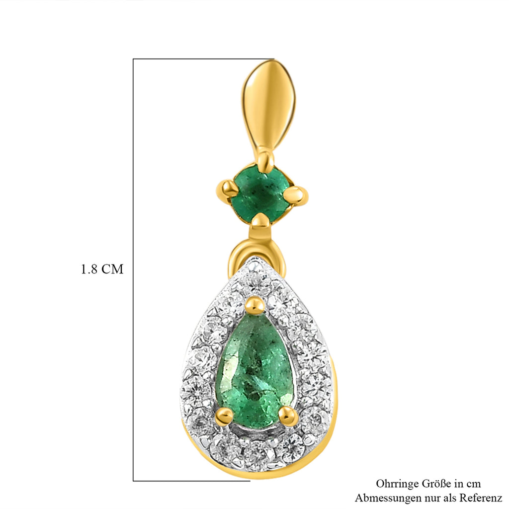 Sambischer Smaragd-Ohrringe, 925 Silber vergoldet ca. 0,75 ct