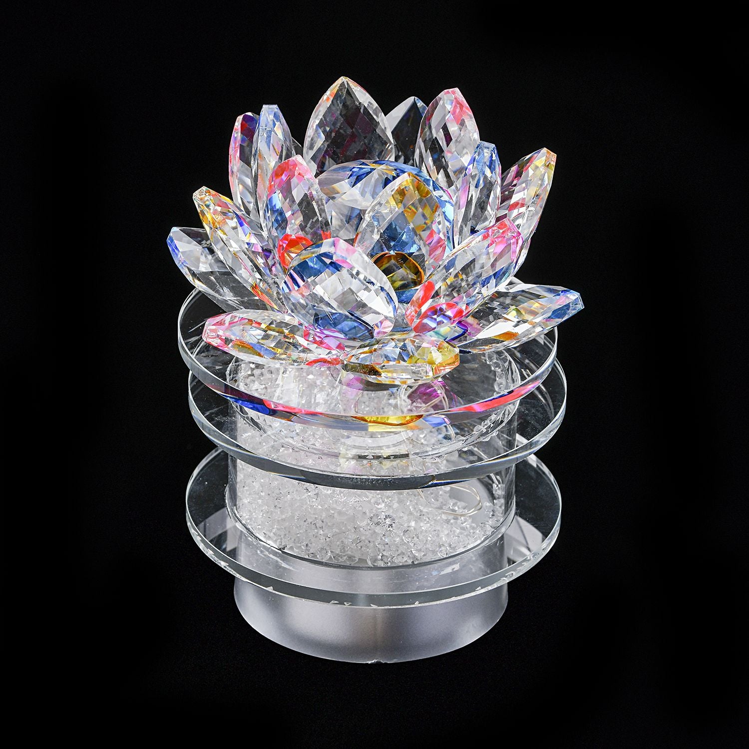 The 5th Season - Kristall Lotusblüte LED-Licht mit drehbarem Sockel, 9,5x10,5 cm