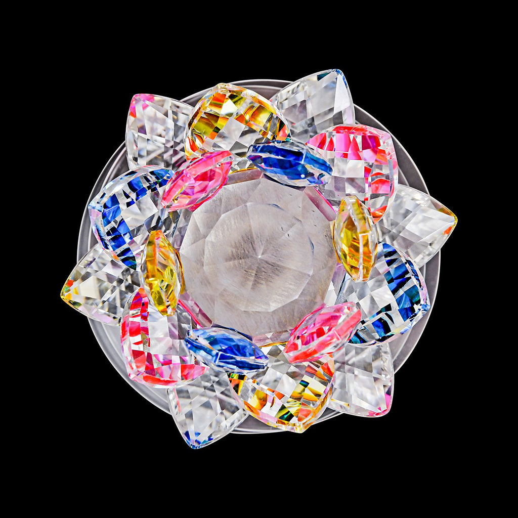 The 5th Season - Kristall Lotusblüte LED-Licht mit drehbarem Sockel, 9,5x10,5 cm