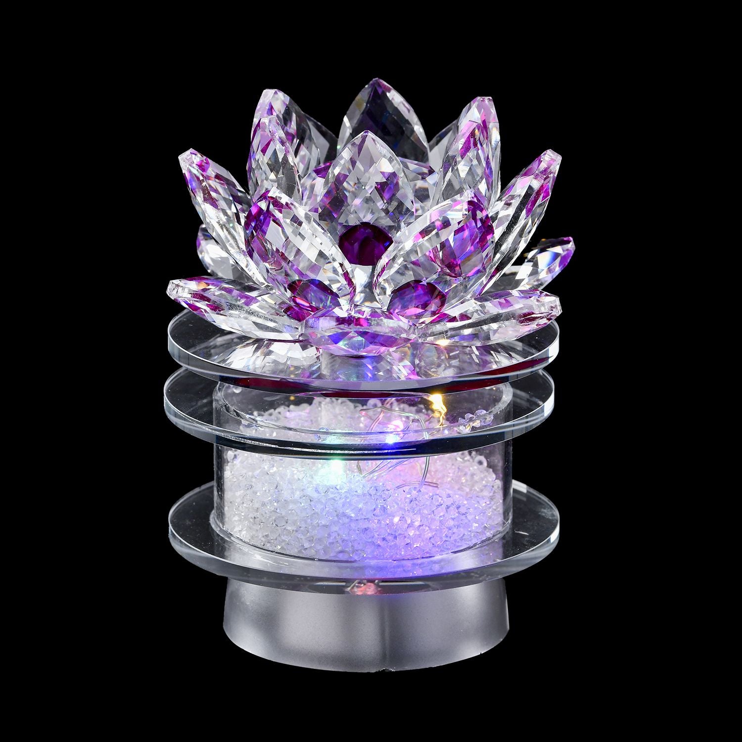 The 5th Season - Kristall Lotusblüte LED-Licht mit drehbarem Sockel, 9,5x10,5 cm, rosa