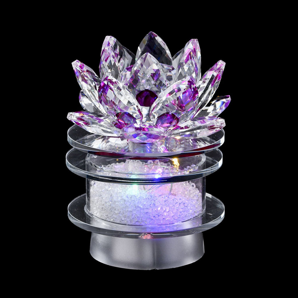 The 5th Season - Kristall Lotusblüte LED-Licht mit drehbarem Sockel, 9,5x10,5 cm, rosa