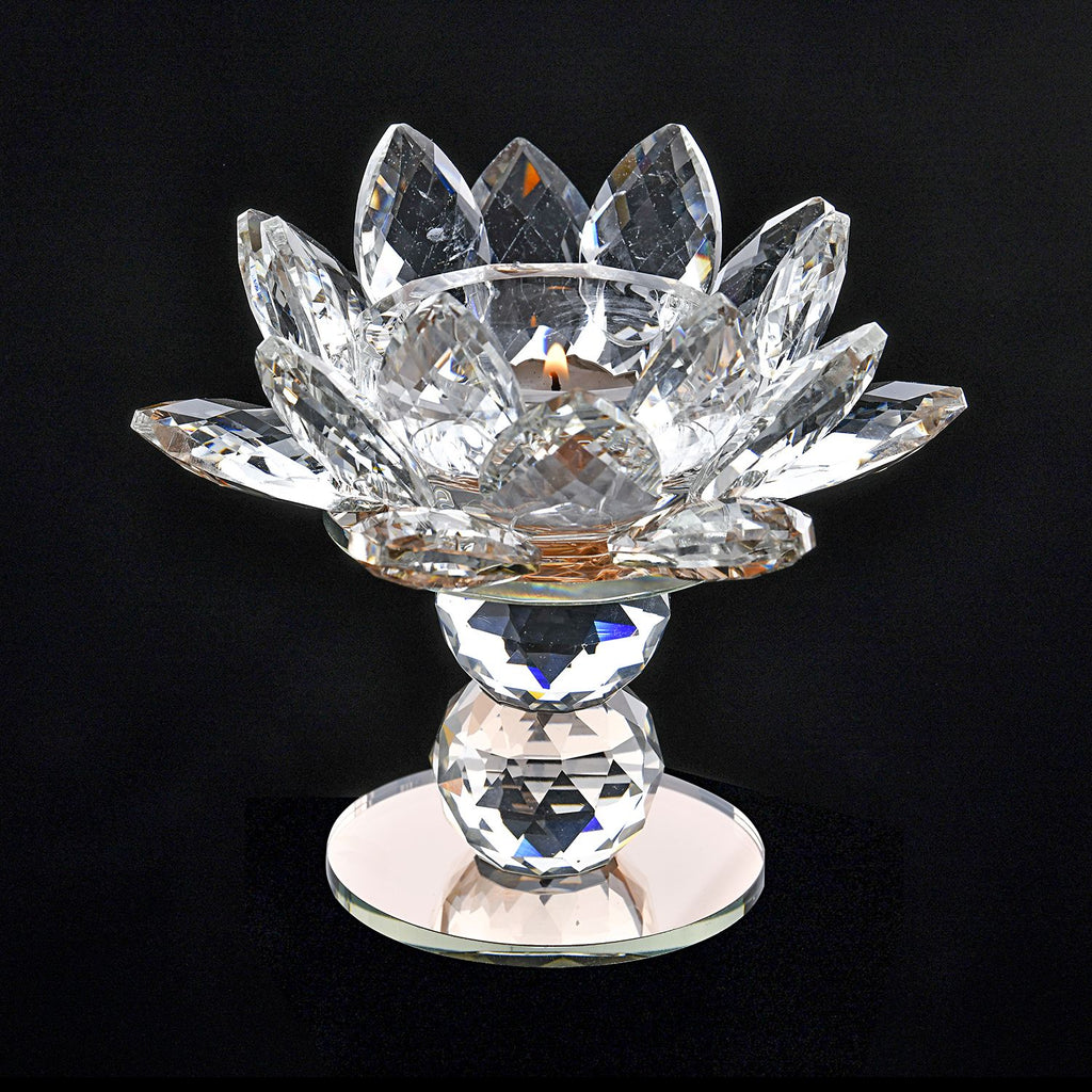 The 5th Season - Lotus-Design-Kristall-Kerzenhalter, Champagner, 7.5x13cm