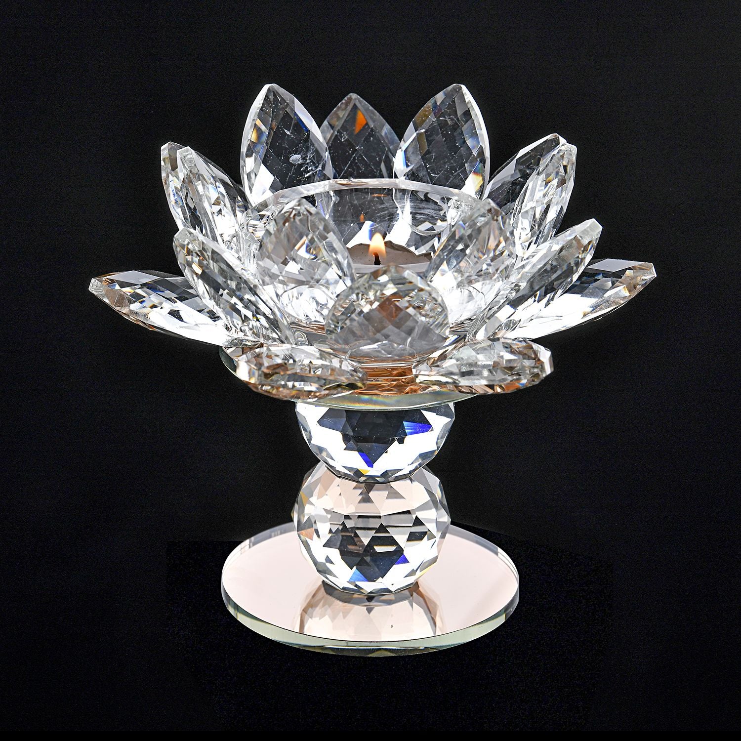 The 5th Season - Lotus-Design-Kristall-Kerzenhalter, Champagner, 7.5x13cm