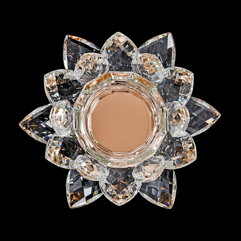 The 5th Season - Lotus-Design-Kristall-Kerzenhalter, Champagner, 7.5x13cm