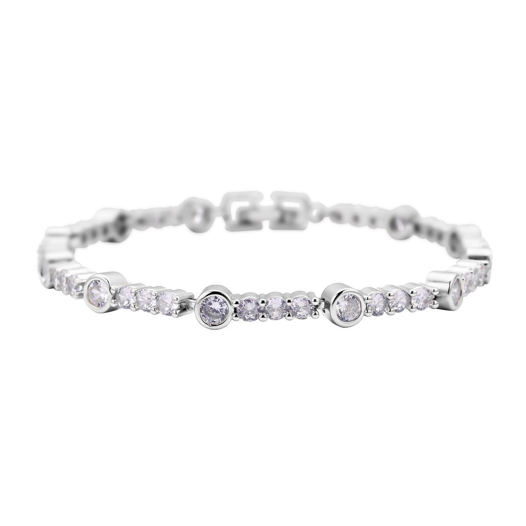 Weißes Zirkonia-Armband, ca. 19 cm, reines Messing, silberfarben ca. 4,00 ct