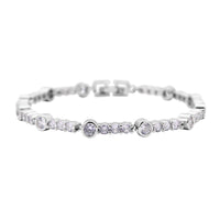 Weißes Zirkonia-Armband, ca. 19 cm, reines Messing, silberfarben ca. 4,00 ct