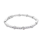 Weißes Zirkonia-Armband, ca. 19 cm, reines Messing, silberfarben ca. 4,00 ct