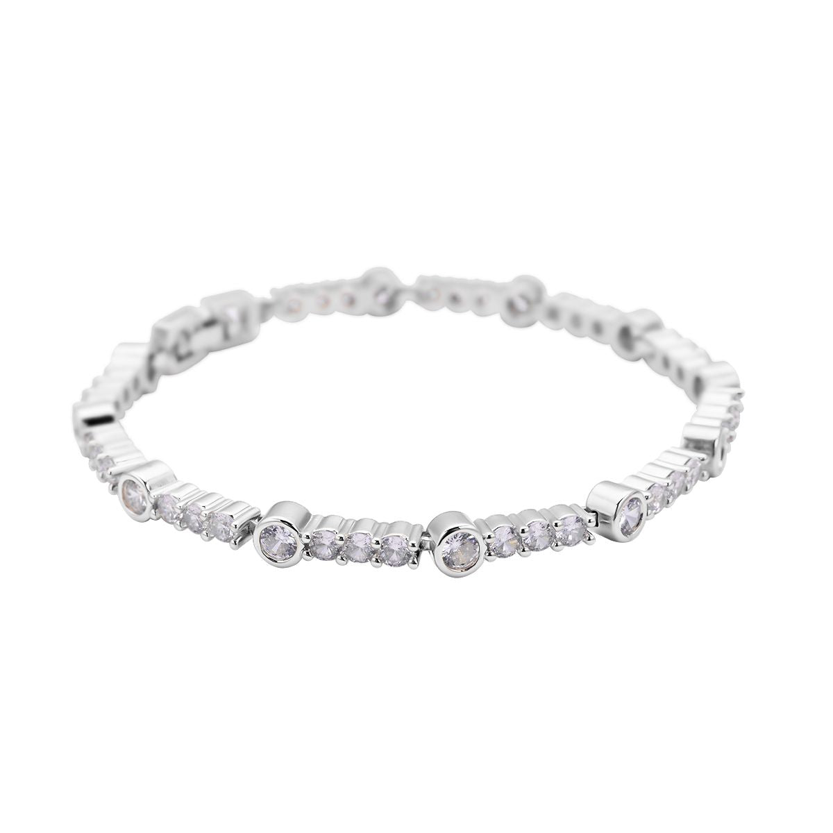 Weißes Zirkonia-Armband, ca. 19 cm, reines Messing, silberfarben ca. 4,00 ct