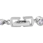 Weißes Zirkonia-Armband, ca. 19 cm, reines Messing, silberfarben ca. 4,00 ct