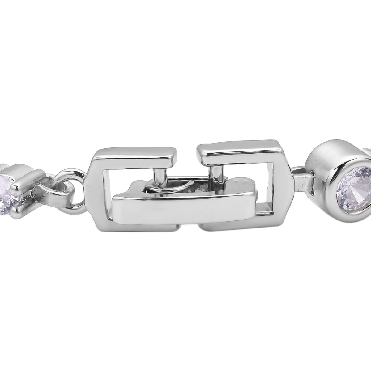 Weißes Zirkonia-Armband, ca. 19 cm, reines Messing, silberfarben ca. 4,00 ct