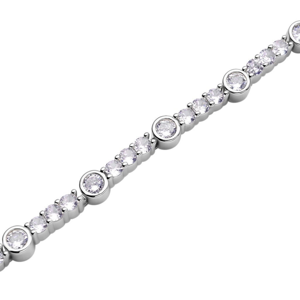 Weißes Zirkonia-Armband, ca. 19 cm, reines Messing, silberfarben ca. 4,00 ct