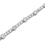 Weißes Zirkonia-Armband, ca. 19 cm, reines Messing, silberfarben ca. 4,00 ct