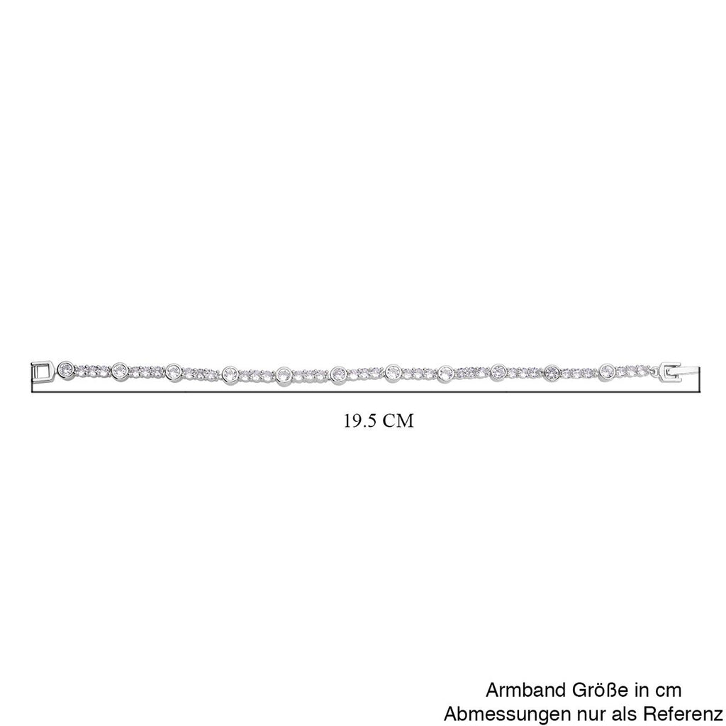 Weißes Zirkonia-Armband, ca. 19 cm, reines Messing, silberfarben ca. 4,00 ct