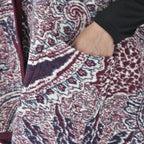 LA MAREY - Kunstfell Poncho mit Kapuze, One Size, 80x110cm, Burgund