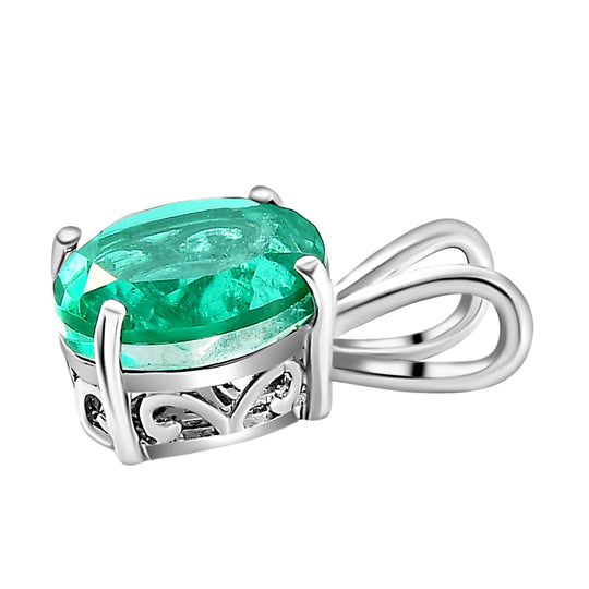 Smaragd-Triplett-Quarz Anhänger, 925 Silber platiniert ca. 3,05 ct