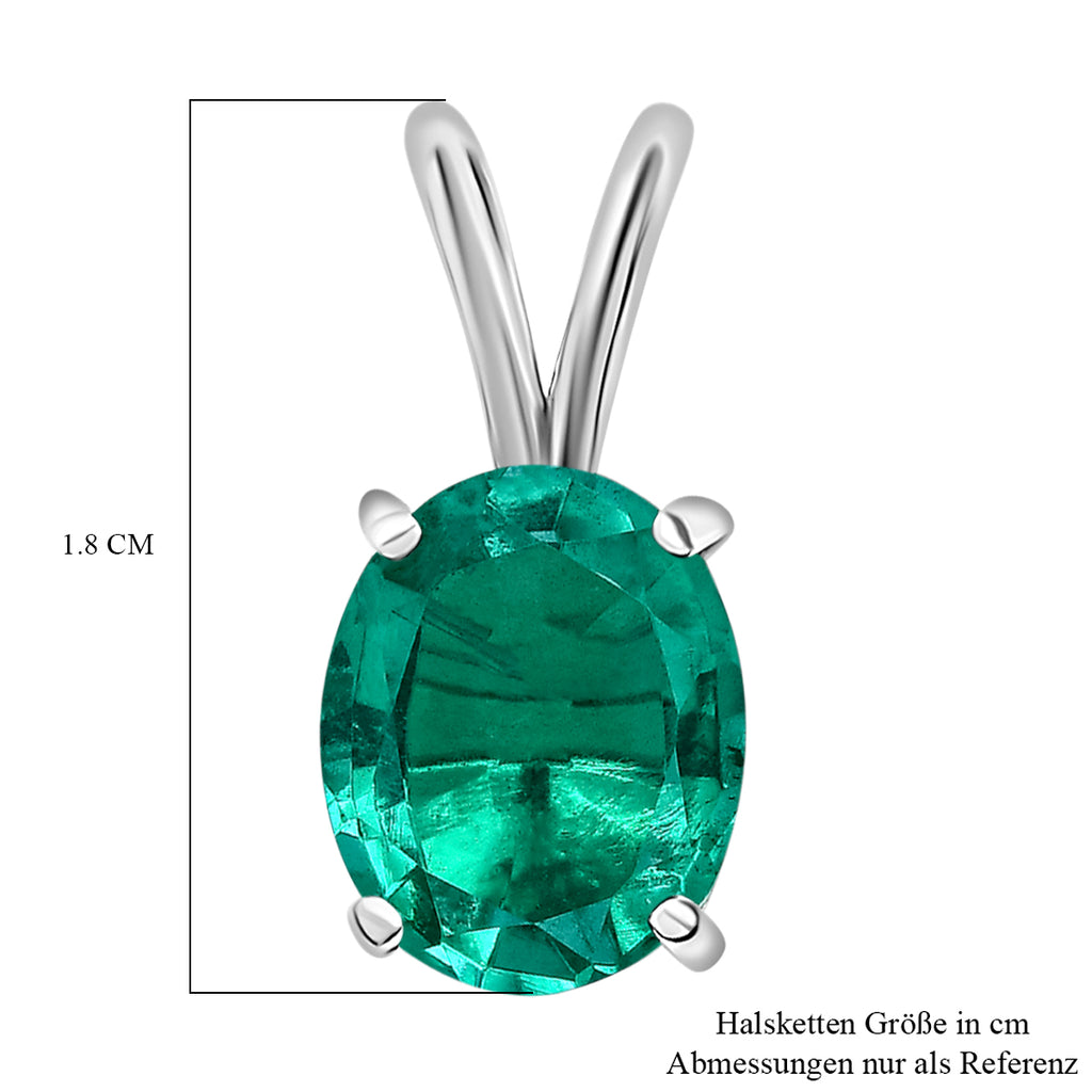 Smaragd-Triplett-Quarz Anhänger, 925 Silber platiniert ca. 3,05 ct
