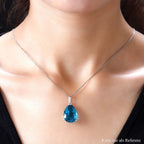 Capri blauer Quarz-Anhänger, 925 Silber platiniert ca. 16.65 ct