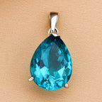 Capri blauer Quarz-Anhänger, 925 Silber platiniert ca. 16.65 ct