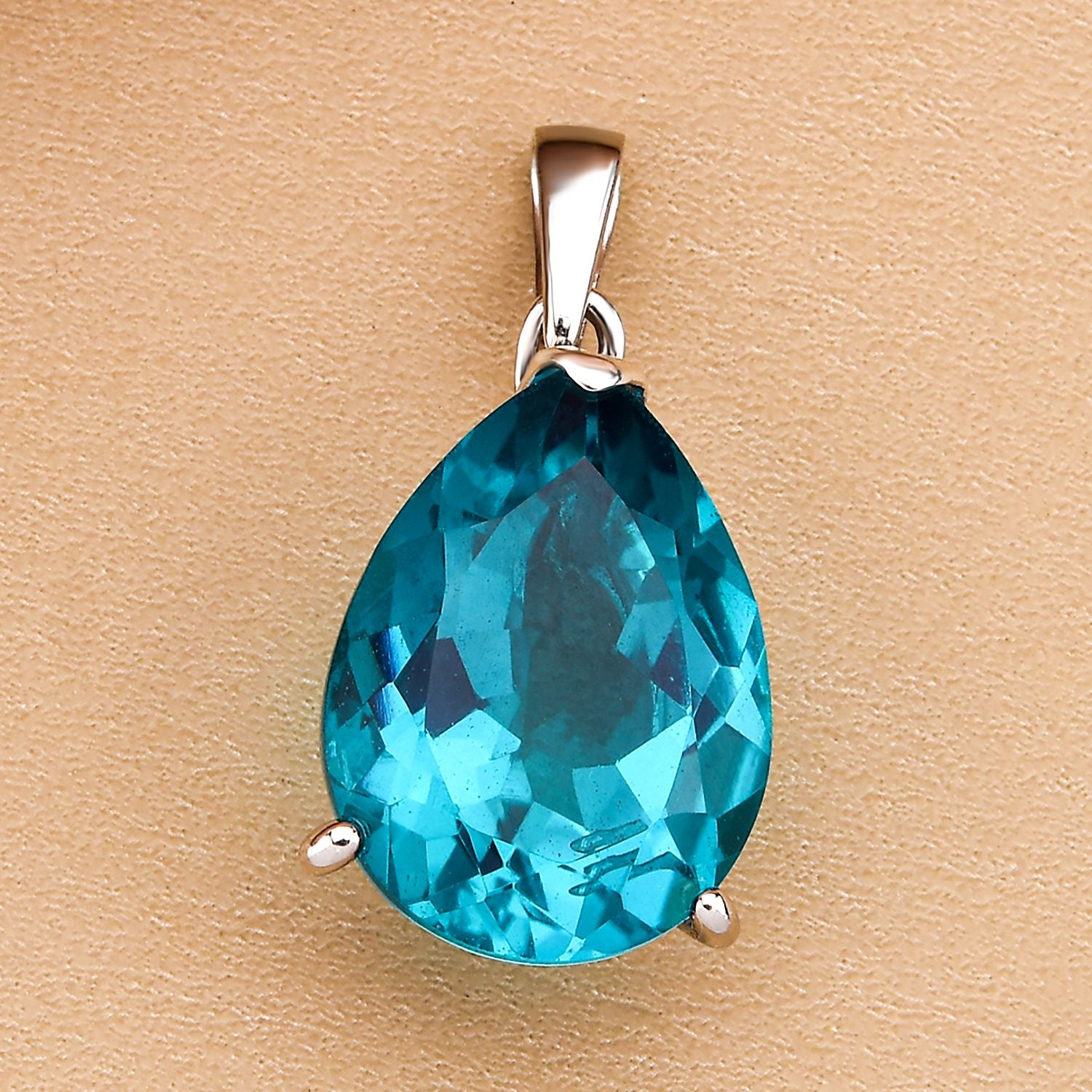 Capri blauer Quarz-Anhänger, 925 Silber platiniert ca. 16.65 ct
