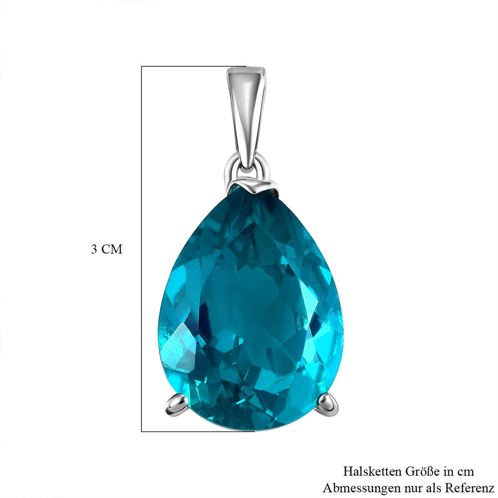 Capri blauer Quarz-Anhänger, 925 Silber platiniert ca. 16.65 ct