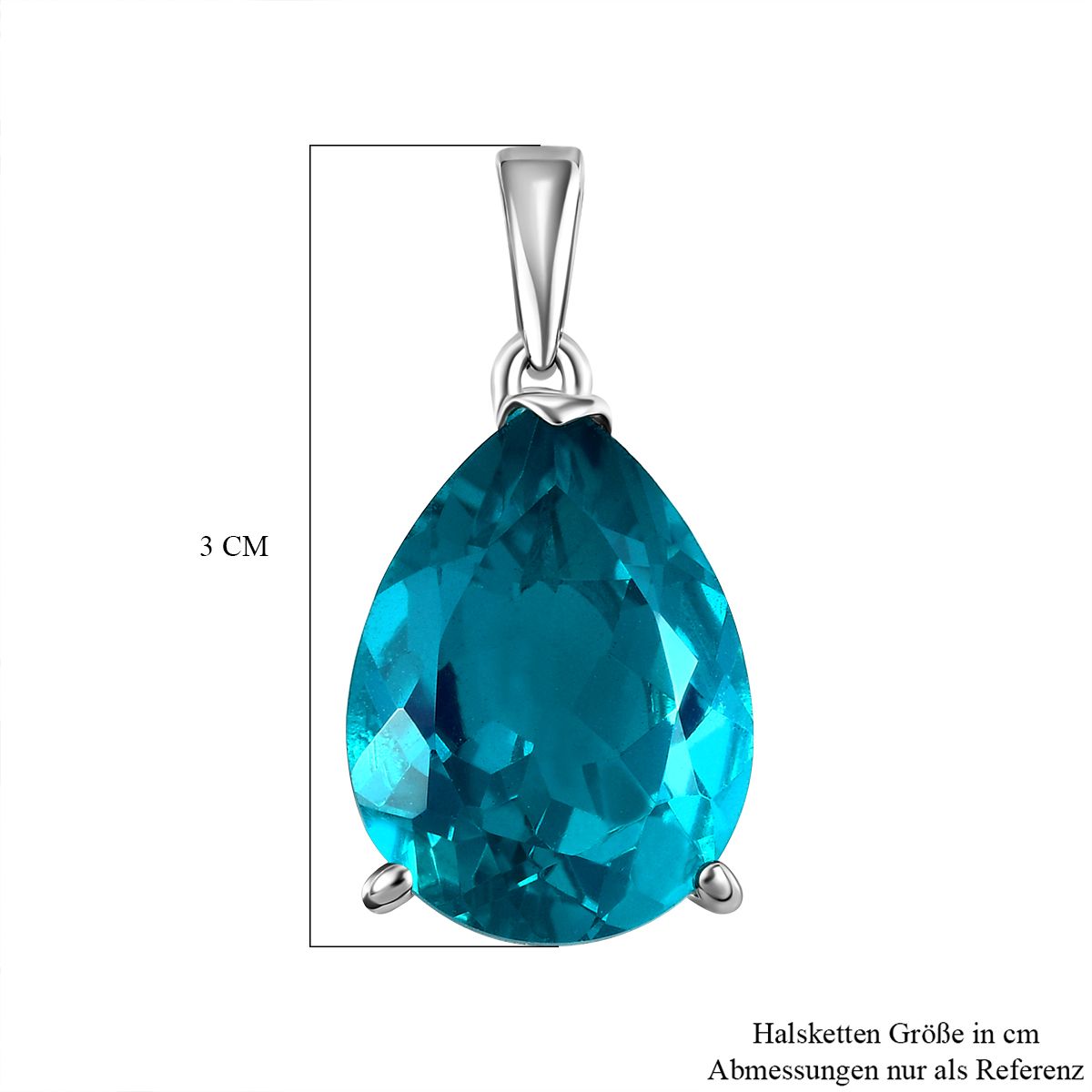 Capri blauer Quarz-Anhänger, 925 Silber platiniert ca. 16.65 ct