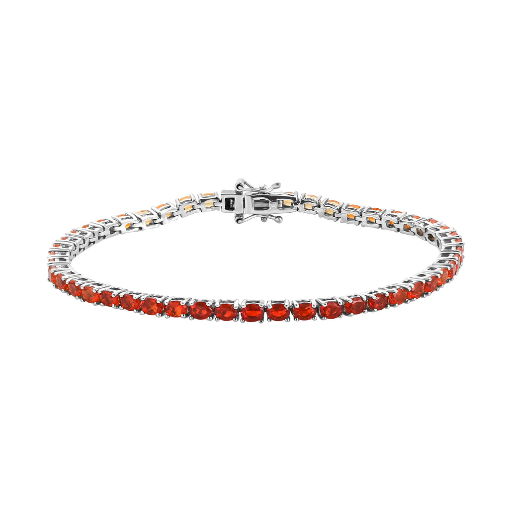Mehrfarbiges Feueropal-Armband, ca. 20 cm, 925 Silber platiniert ca. 5,49 ct