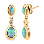 Natürliche, äthiopische Opal-Ohrringe, 925 Silber vergoldet ca. 1,39 ct