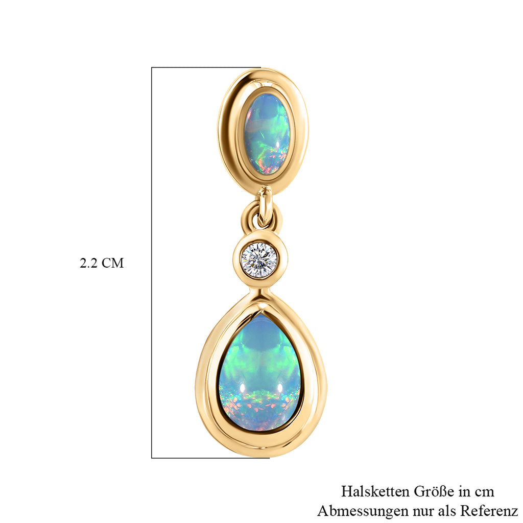 Natürliche, äthiopische Opal-Ohrringe, 925 Silber vergoldet ca. 1,39 ct