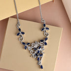 AA tansanisches, blaues Spinell(DIF) und weißes Zirkon-Collier, ca. 45 cm, 925 Silber platiniert ca. 5,49 ct