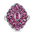 Rhodolith Granat-Ring 925 Silber platiniert (Größe 16.00) ca. 5,62 ct