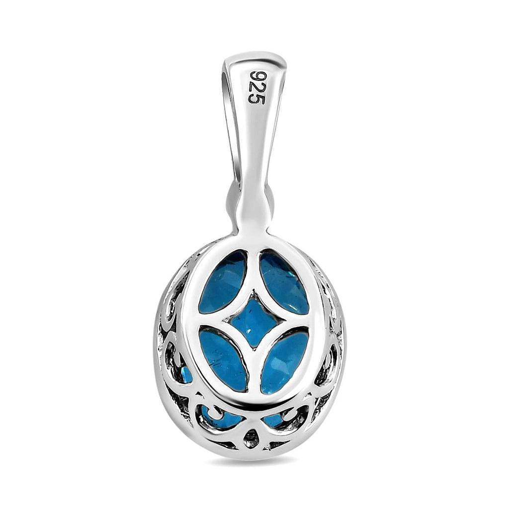 Schweizer Blautopas und weißer Zirkon-Anhänger, 925 Silber platiniert ca. 3,36 ct