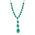 Smaragd-Quarz-Triplette Halskette, ca. 45 cm, 925 Silber platiniert ca. 44.74 ct