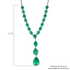 Smaragd-Quarz-Triplette Halskette, ca. 45 cm, 925 Silber platiniert ca. 44.74 ct