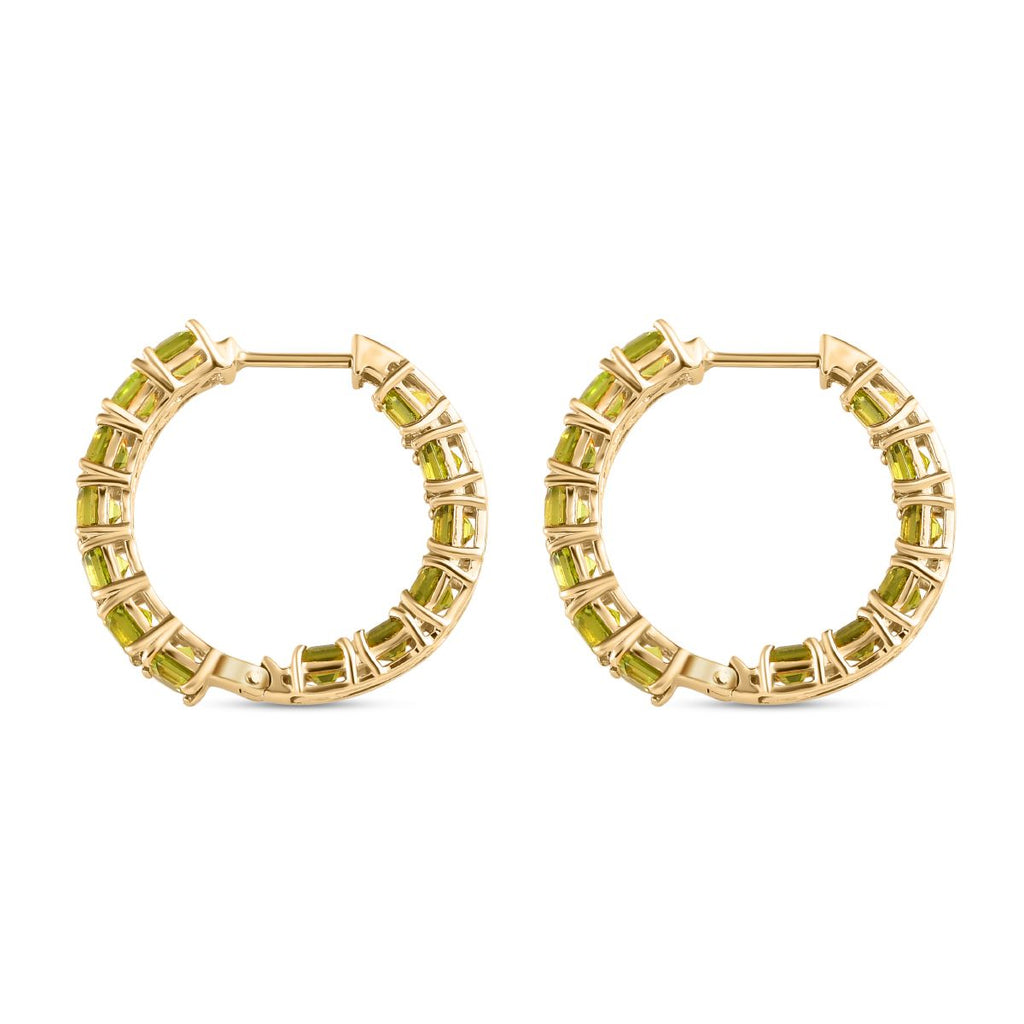 Natürliche Peridot Creolen, 925 Silber vergoldet, ca. 9.31 ct