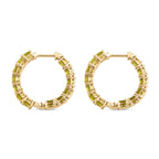 Natürliche Peridot Creolen, 925 Silber vergoldet, ca. 9.31 ct
