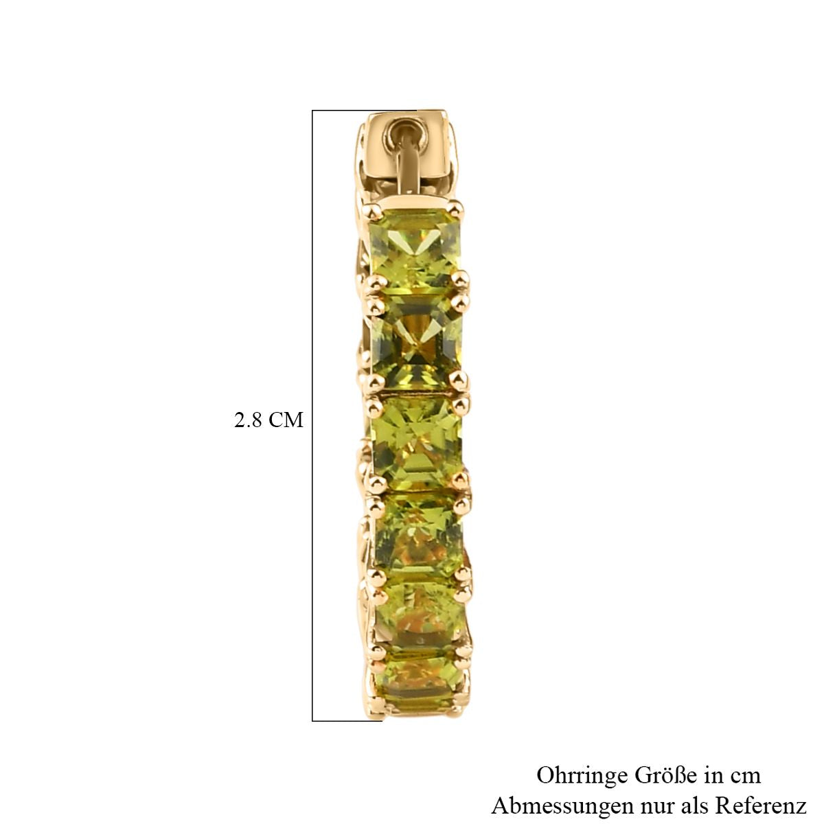 Natürliche Peridot Creolen, 925 Silber vergoldet, ca. 9.31 ct