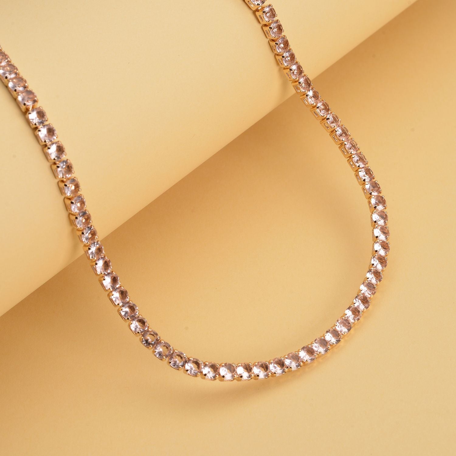 Champagner Zirkonia-Halskette, ca. 45 cm, reines Messing ca. 50.00 ct