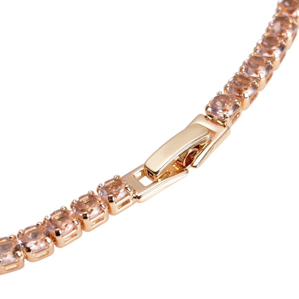 Champagner Zirkonia-Halskette, ca. 45 cm, reines Messing ca. 50.00 ct