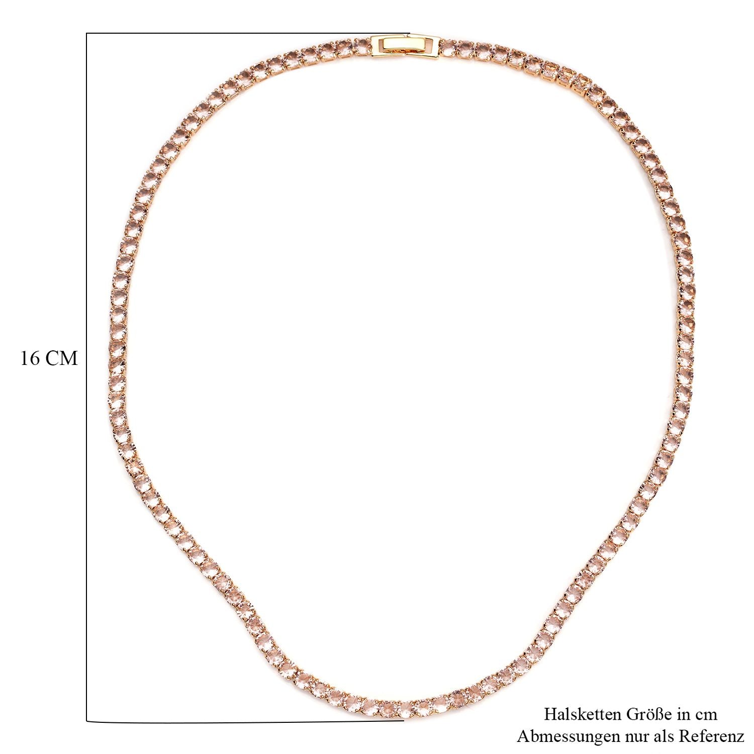 Champagner Zirkonia-Halskette, ca. 45 cm, reines Messing ca. 50.00 ct