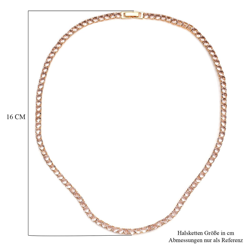Champagner Zirkonia-Halskette, ca. 45 cm, reines Messing ca. 50.00 ct