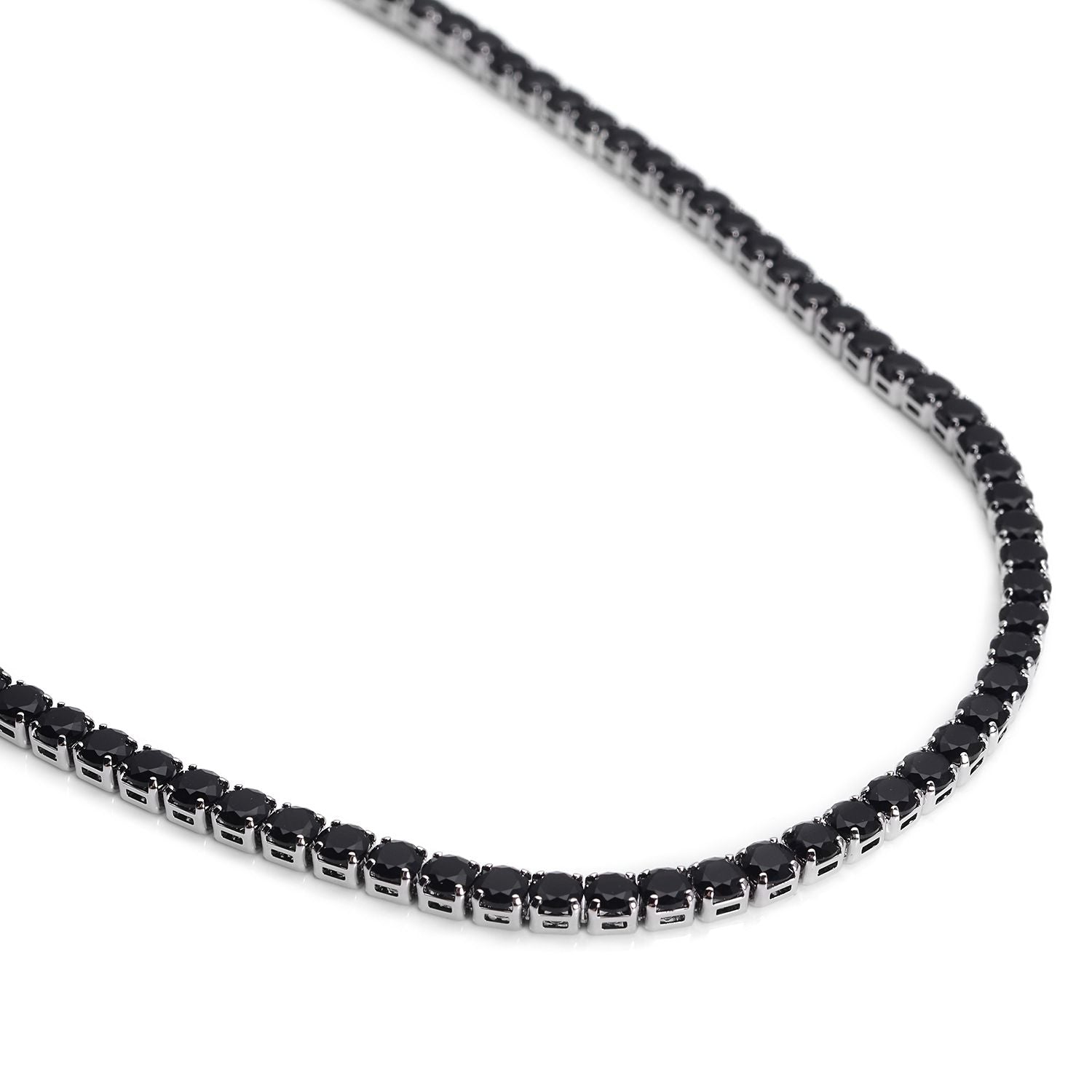 Schwarze Zirkonia-Halskette, ca. 45 cm, reines Messing ca. 50.00 ct