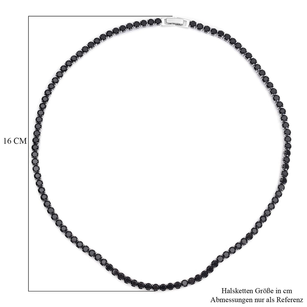 Schwarze Zirkonia-Halskette, ca. 45 cm, reines Messing ca. 50.00 ct