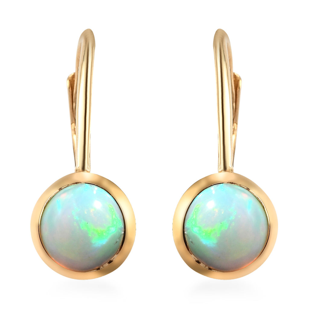 Natürliche, äthiopische Opal-Ohrringe, 925 Silber vergoldet ca. 1,09 ct